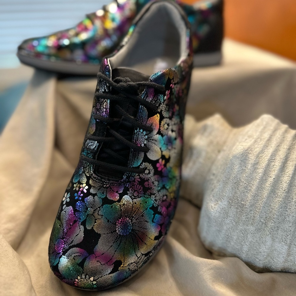Alegria Black and Silver Sneakers Sleek Design